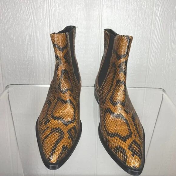 FREDA SALVADOR Joan Snakeskin Embossed Chelsea Boots US 5 - Picture 5 of 8